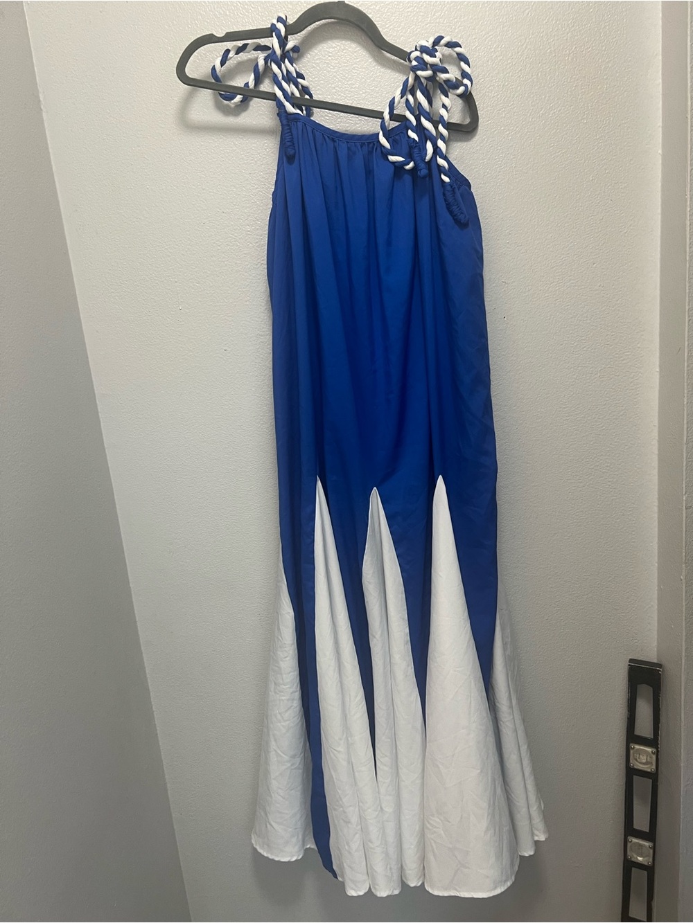 entro medium Royal Blue and White Maxi Dress with Rope Straps